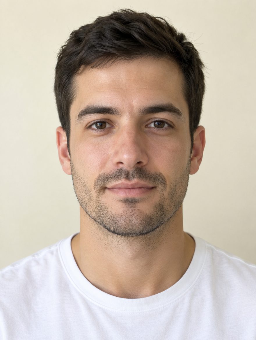Light stubble (beard) Try On rendering on a fictional model, AI-generated